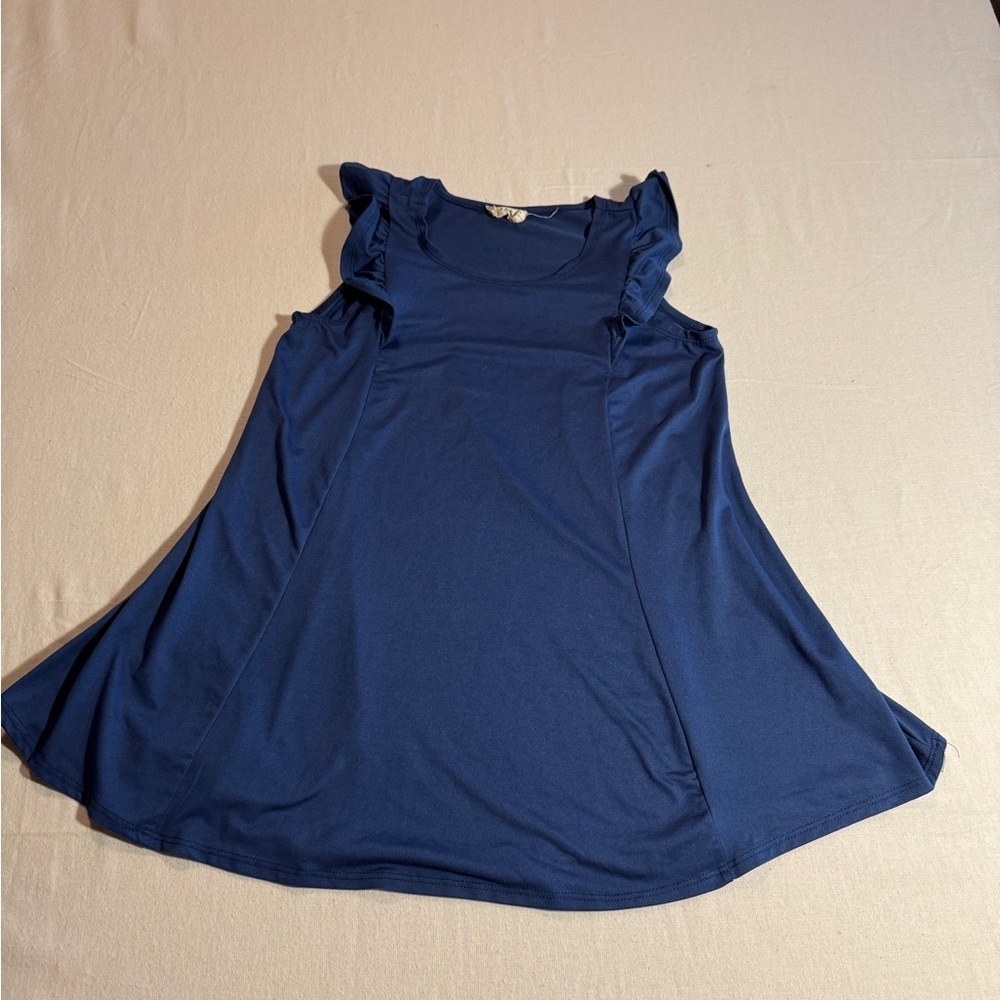 Ninexis Girls Size Medium Blue Sleeveless Top‎ with Ruffle Details